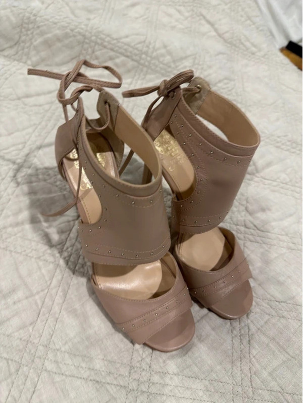 Vince Camuto Nude Studded High-Heel Sandals